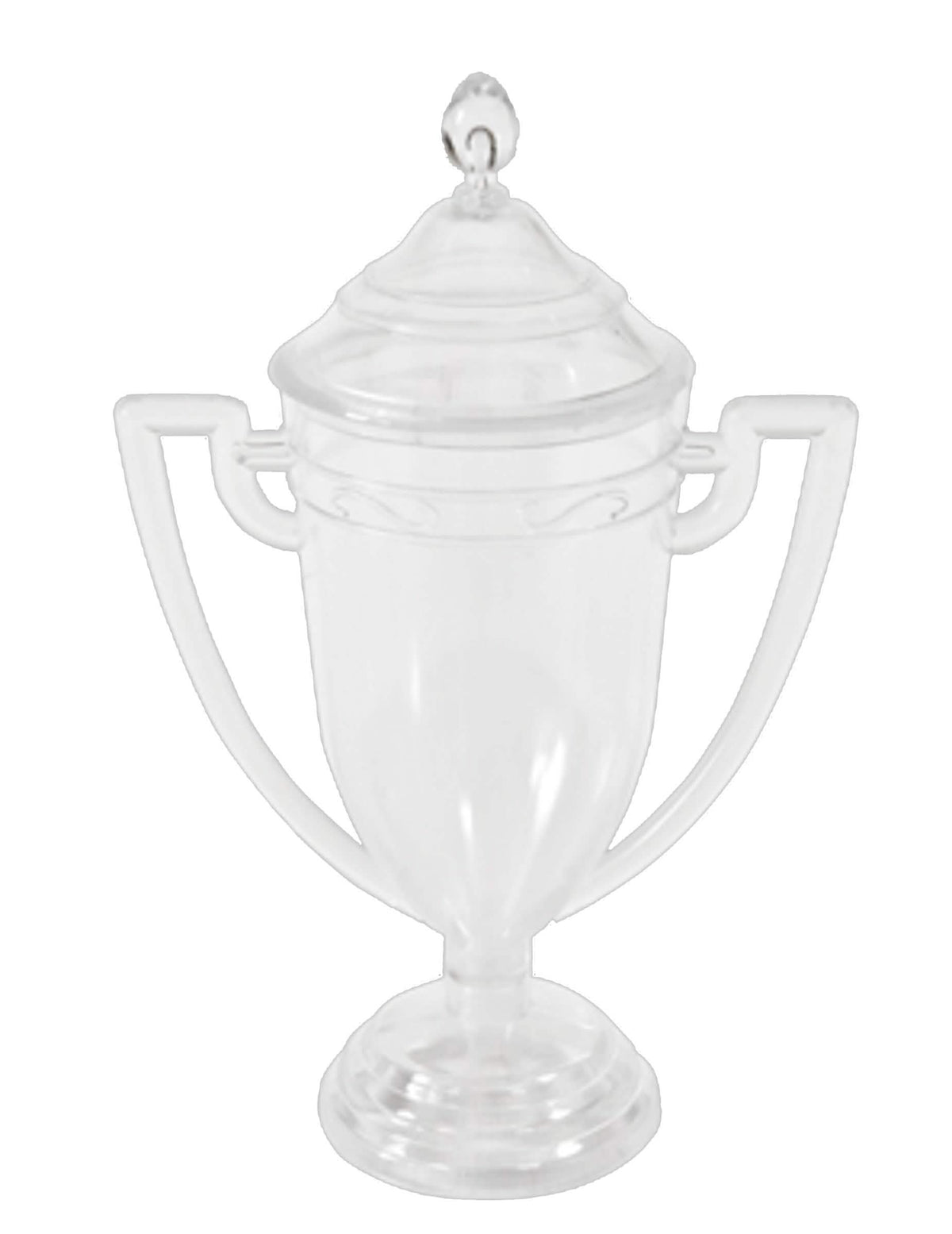Recipiente em forma de taça de vencedor em plástico transparente