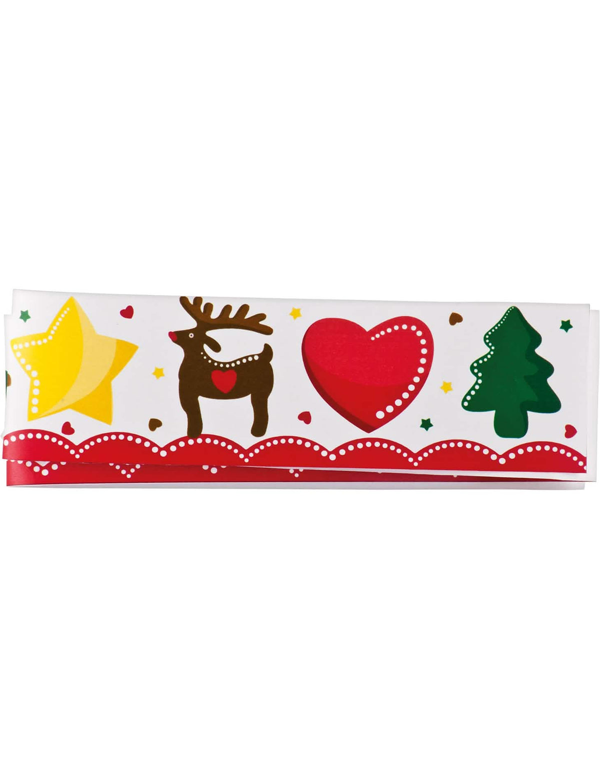 Contorno decorativo para tarte natal branco com motivos de rena e coração