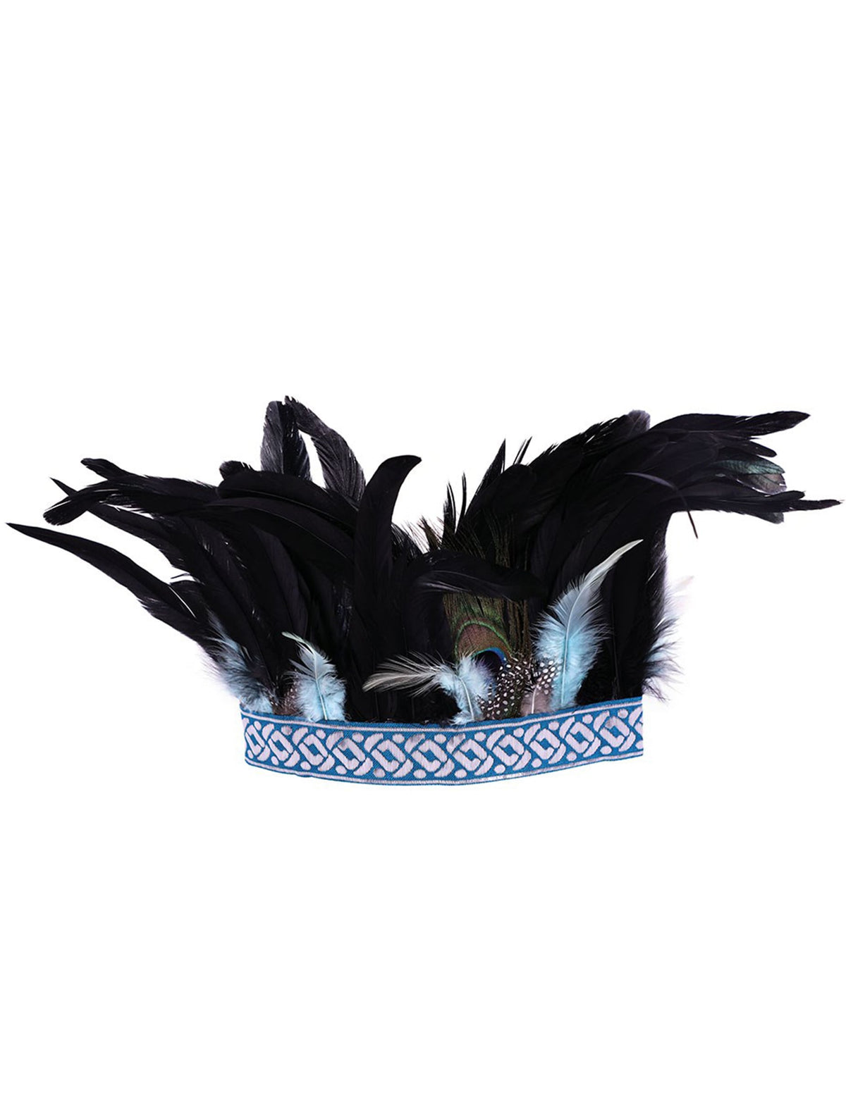 Detalhe das plumas e da faixa da coroa de plumas Aztèque para adulto