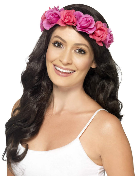 Coroa de flores rosas - mulher
