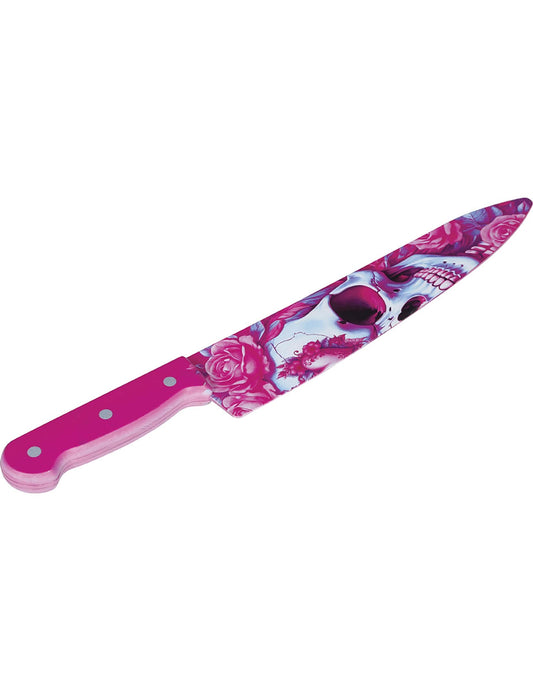Faca caveira rosa 35 cm