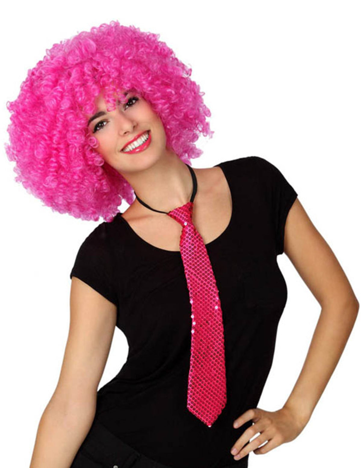 Cravate à sequins pour adulte fushia