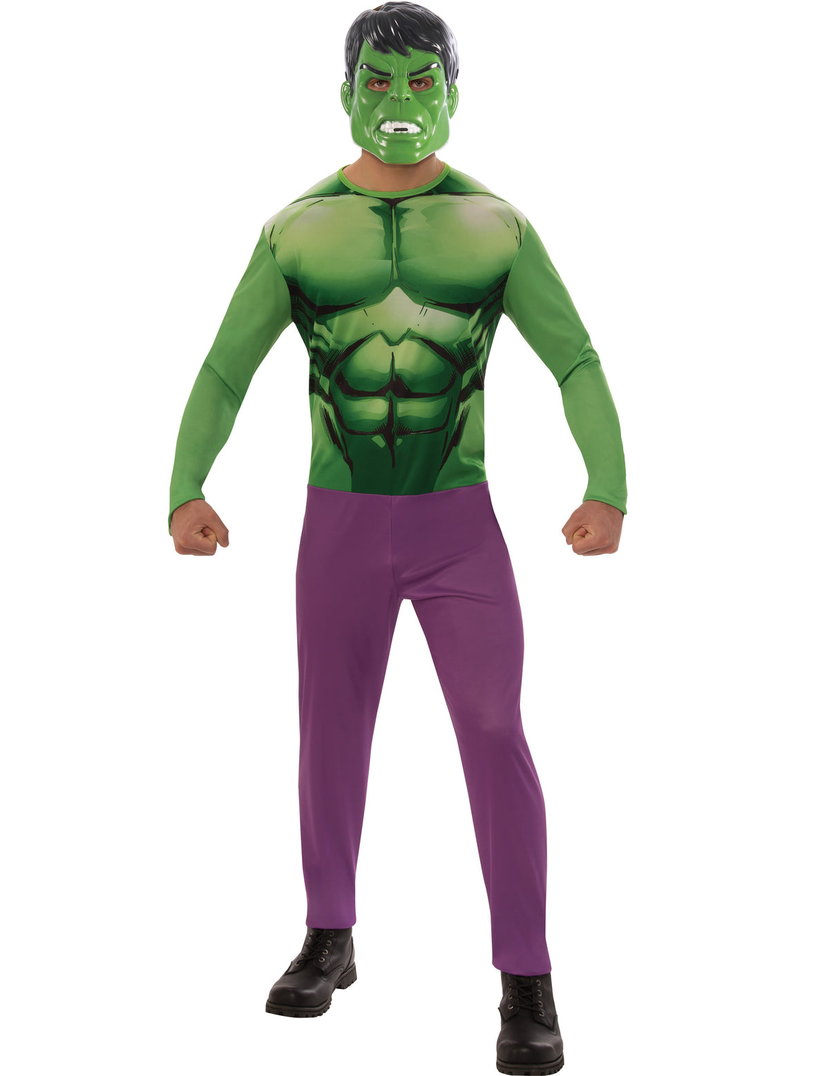 Fato clássico Hulk para adulto verde e roxo com máscara