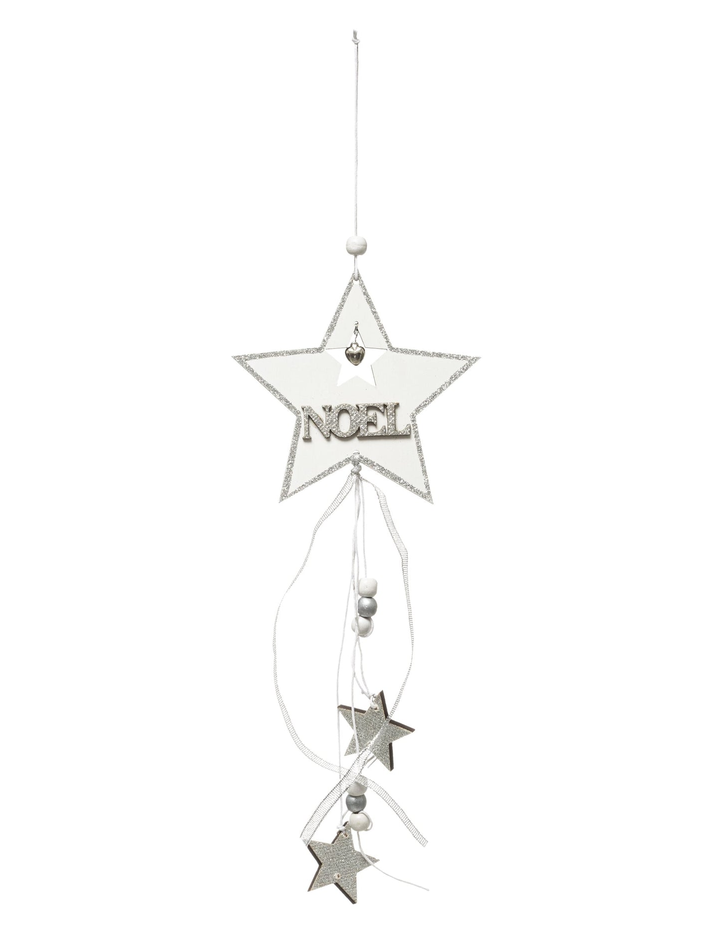 Décoration à suspendre étoiles pour Noël blanc et argent