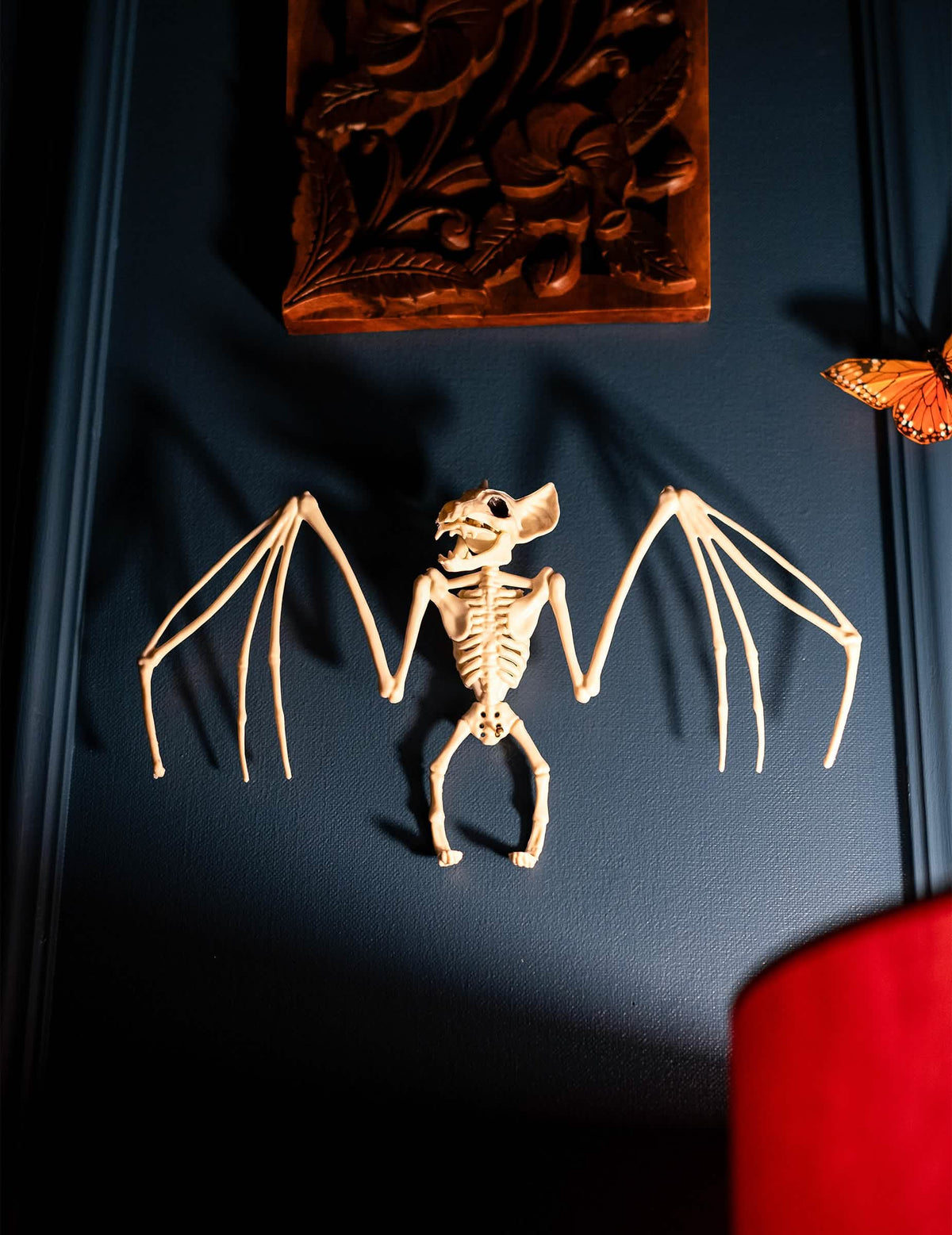 Decoração suspensa esqueleto morcego para halloween