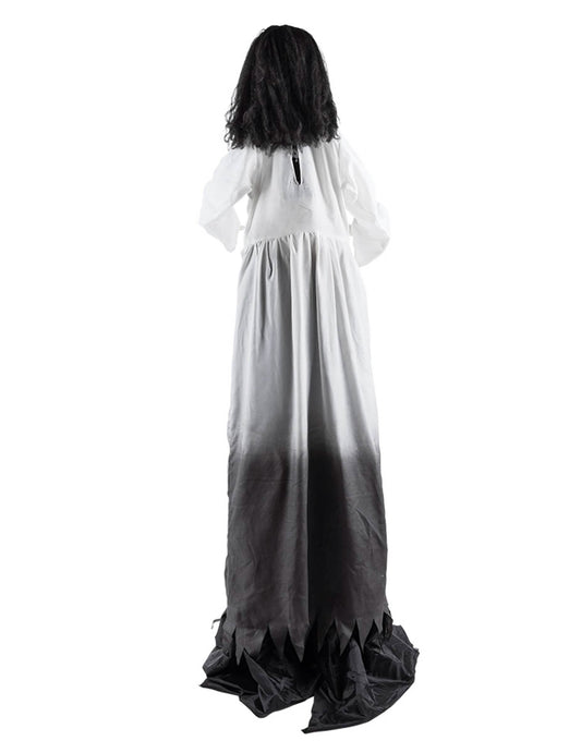 Decoração animada viúva fantasmagórica extensível com movimento 190 a 225 cm