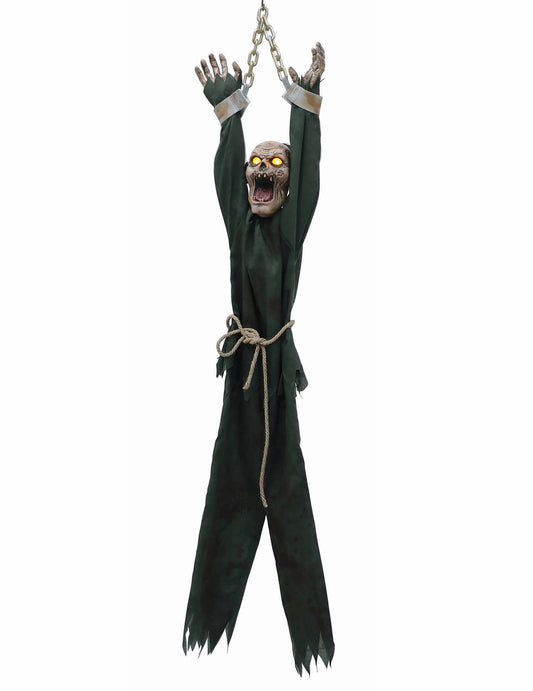 Decoração Zumbi Animada Acorrentada 1,4m