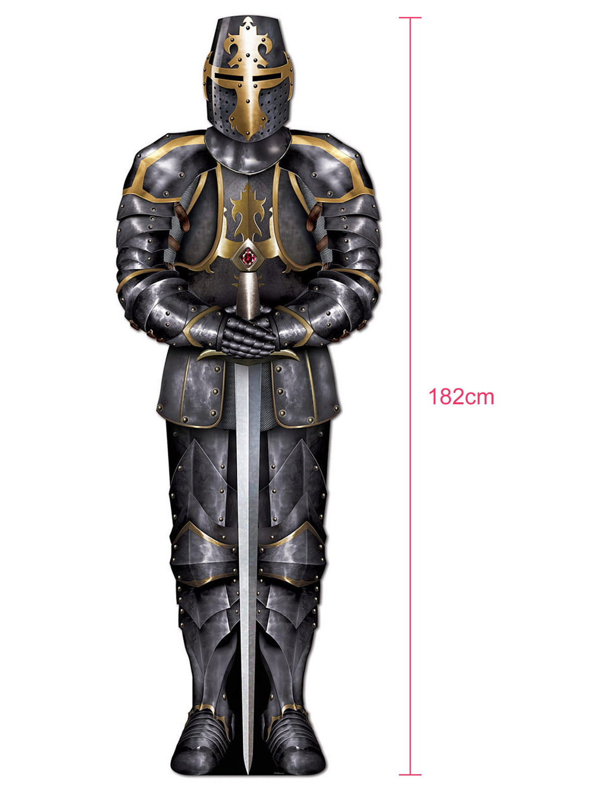 Détail de la hauteur de la décoration de chevalier avec armure