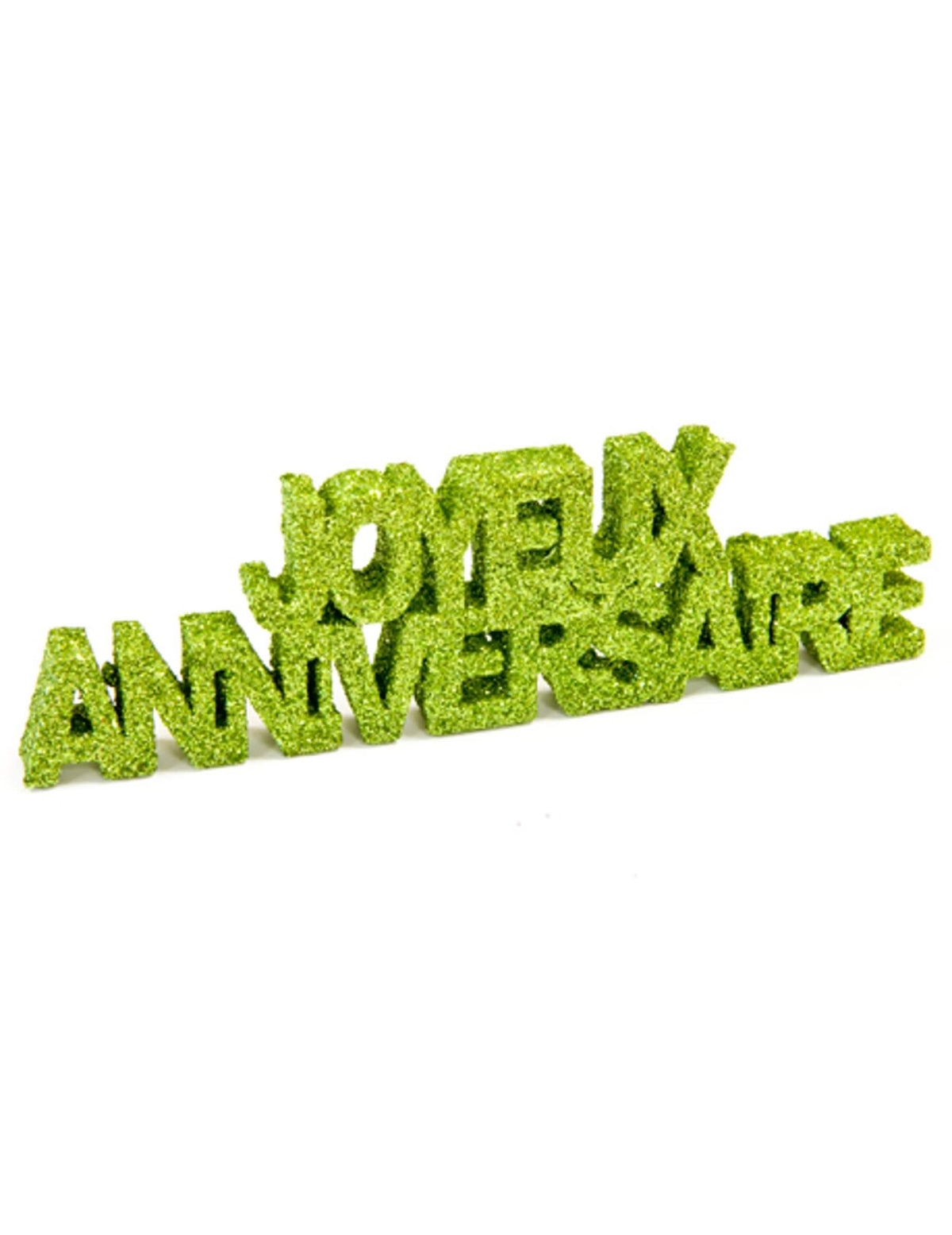 decoração de mesa parabéns para festa com purpurina verde em poliestireno