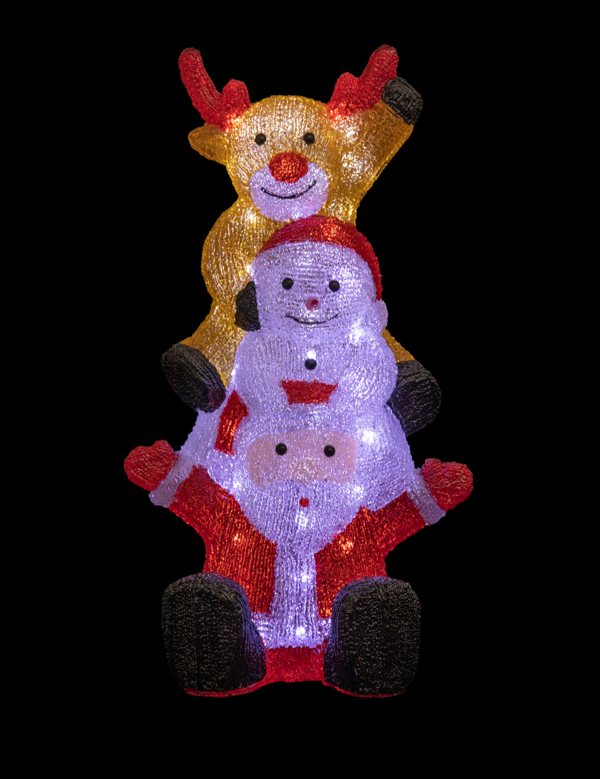 Décoration lumineuse de Noël Père Noël bonhomme de neige et renne en acrylique 60 LED