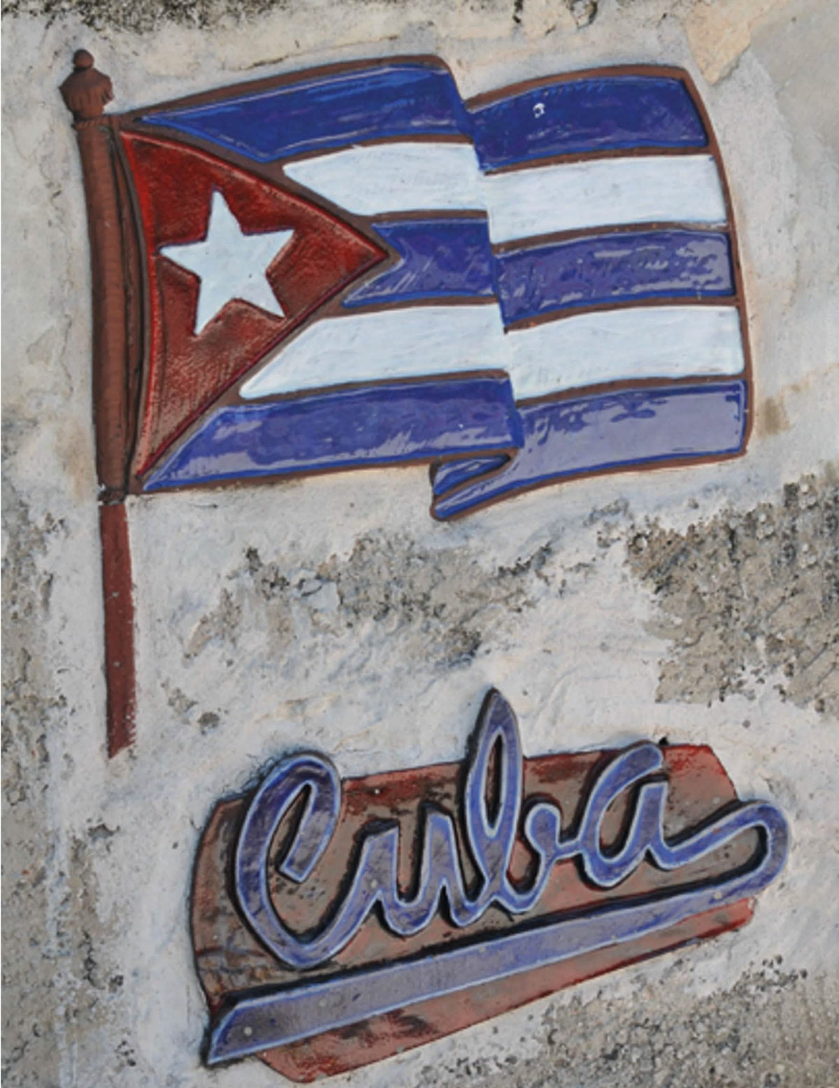 Decoração de parede Cuba para festa vermelho azul e branco com bandeira em relevo