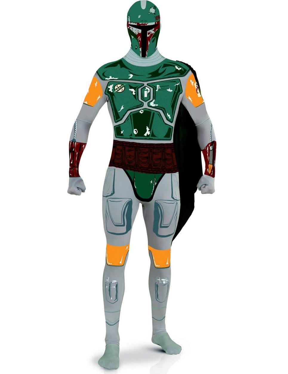 Fato de segunda pele Boba Fett Star Wars para adulto verde e cinzento com capa