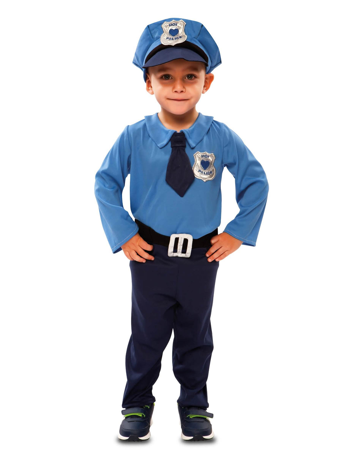 Fato de polícia para menino azul com boné e gravata