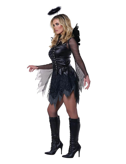 Disfarce de anjo decaído mulher