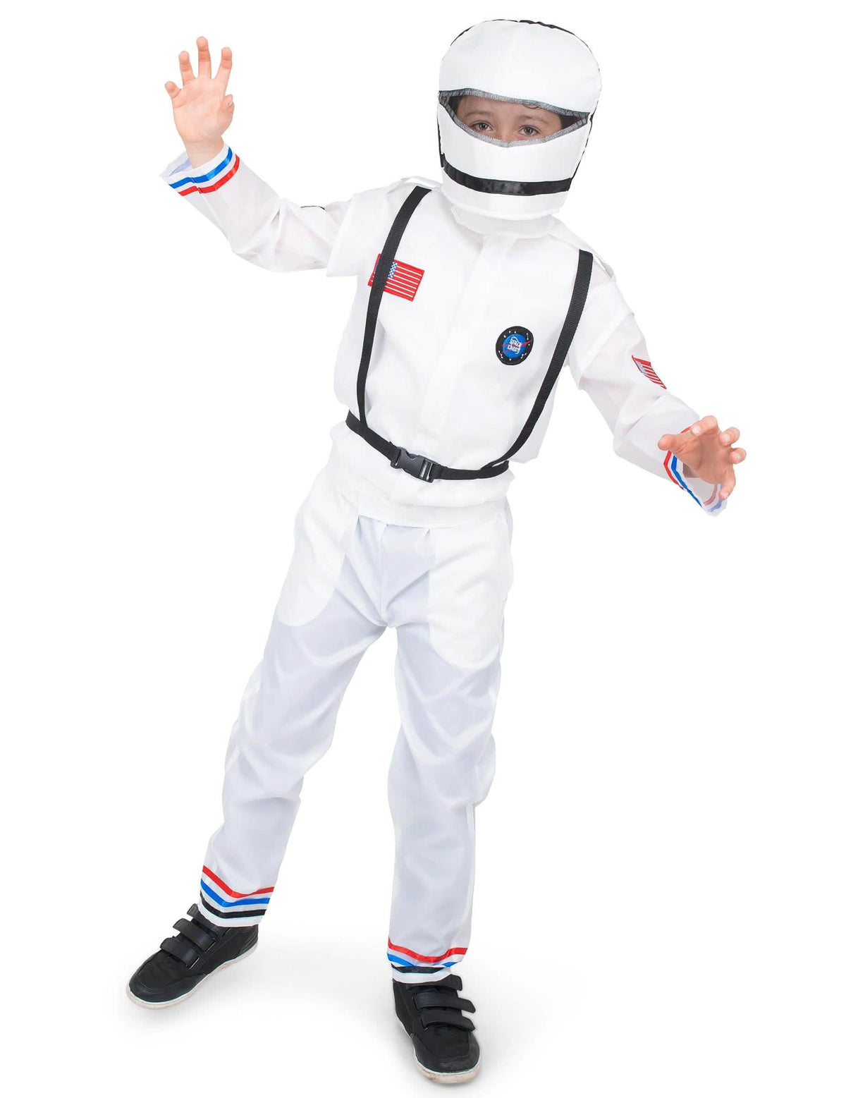 Fato de espaço no espaço para criança branco com capacete