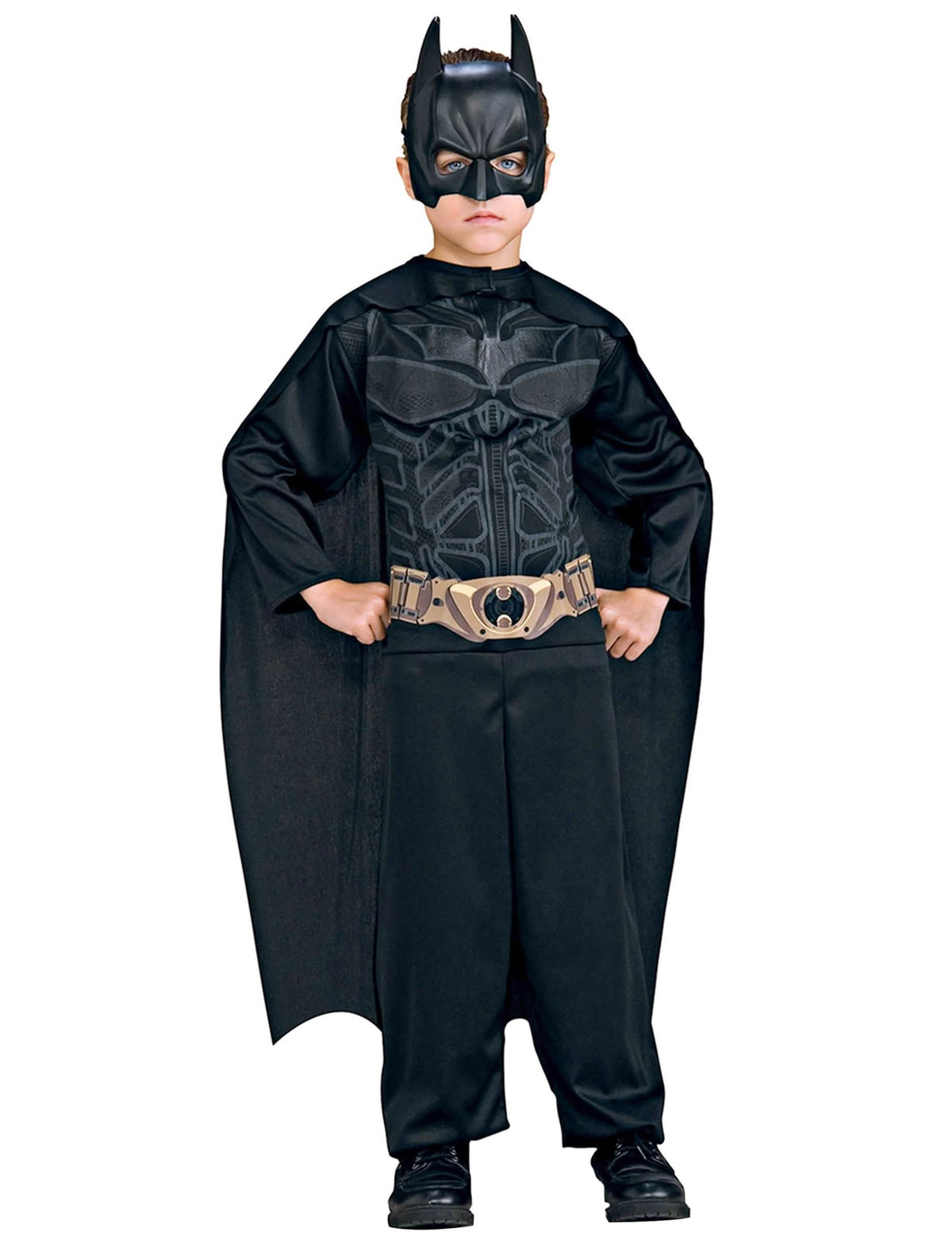 Fato Batman Dark Knight para criança preto com capa e máscara