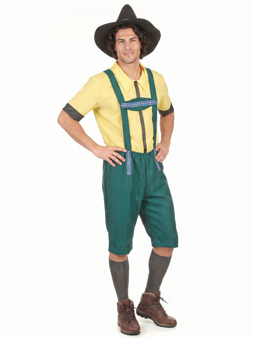 Disfarce de bávaro para homem amarelo e verde