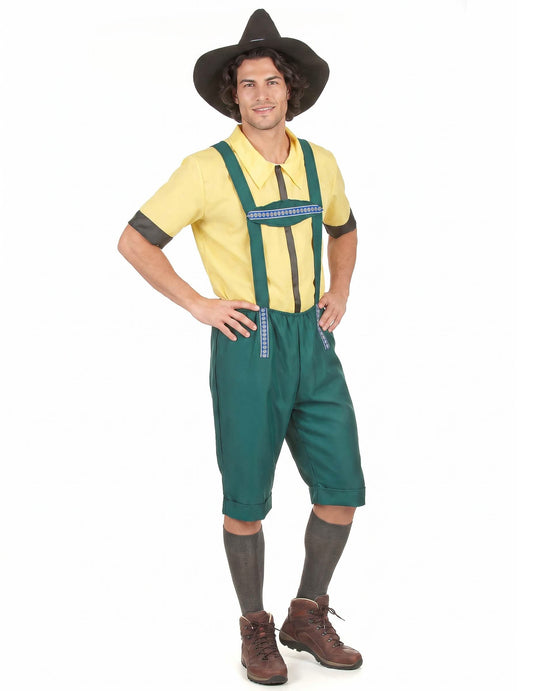 Disfarce de bávaro para homem amarelo e verde