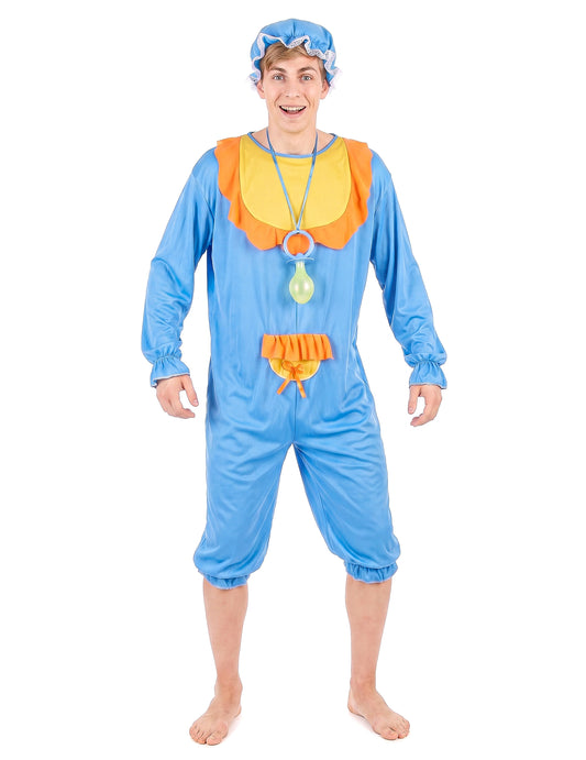 Disfarce de bebé para homem azul e amarelo