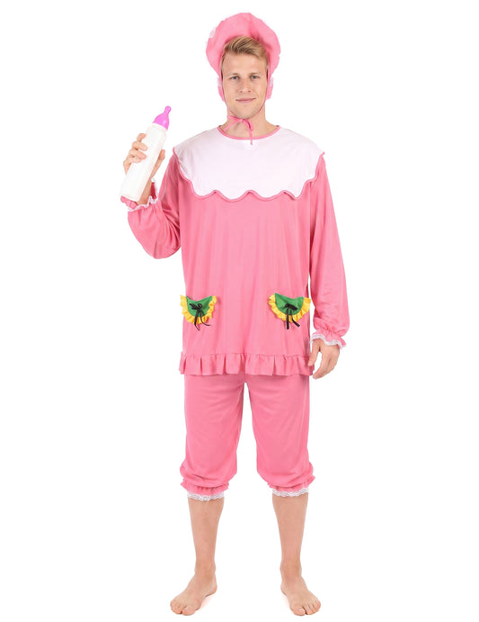 Disfarce de bebé cor-de-rosa para homem