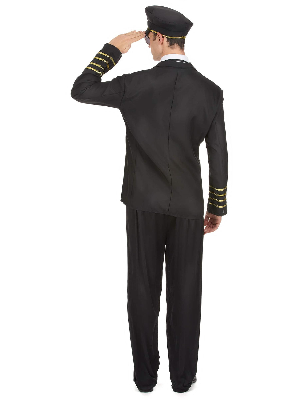 Vista de trás do fato de capitão para homem