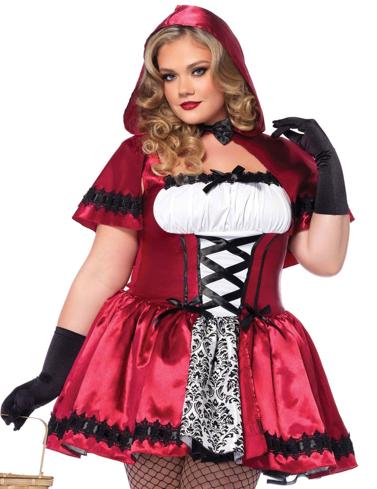 Déguisement de chaperon rouge pour femme rouge et noir avec cape à capuche
