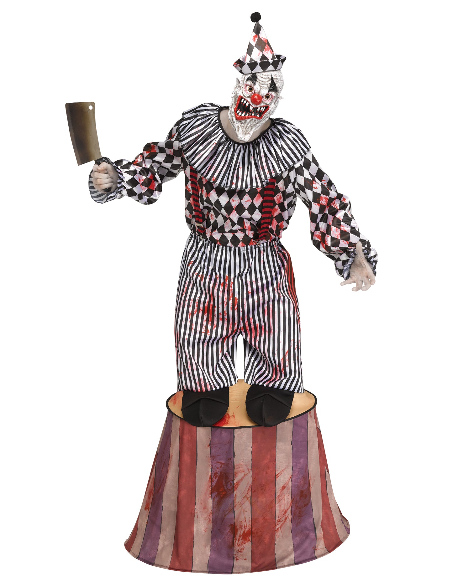 Déguisement chapiteau clown terrifiant pour adulte noir et blanc ensanglanté