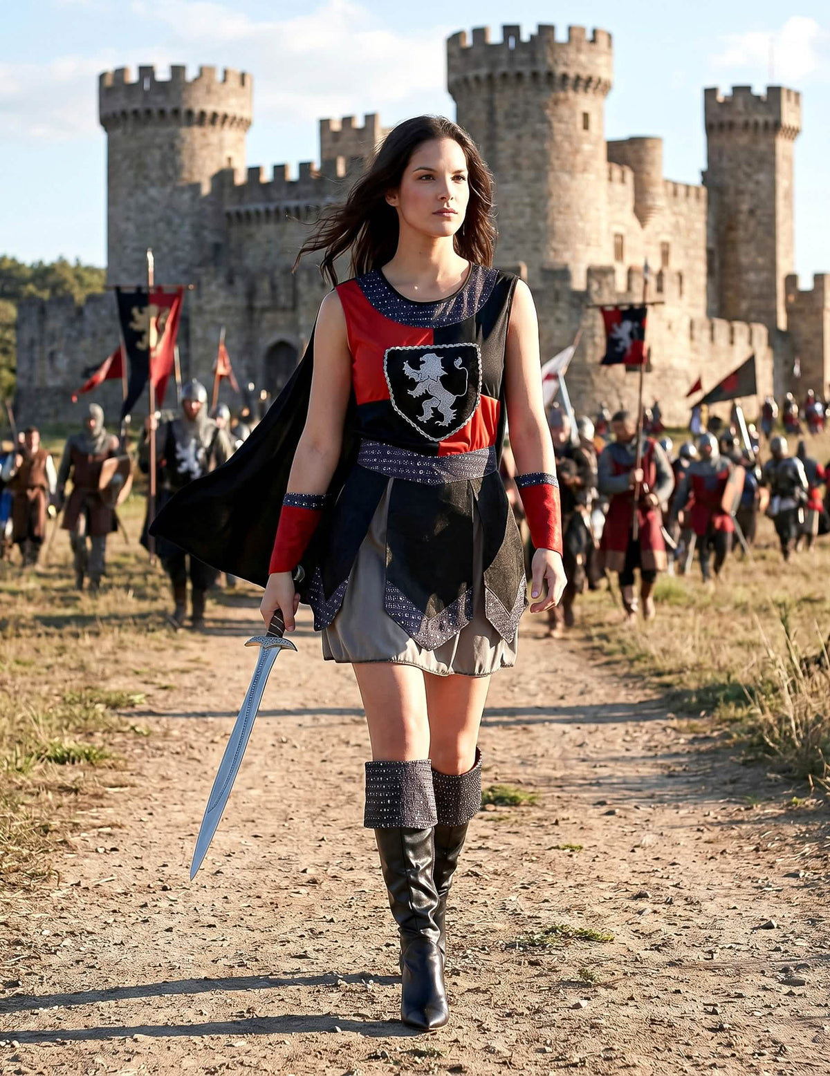 Disfarce cavaleiro medieval mulher