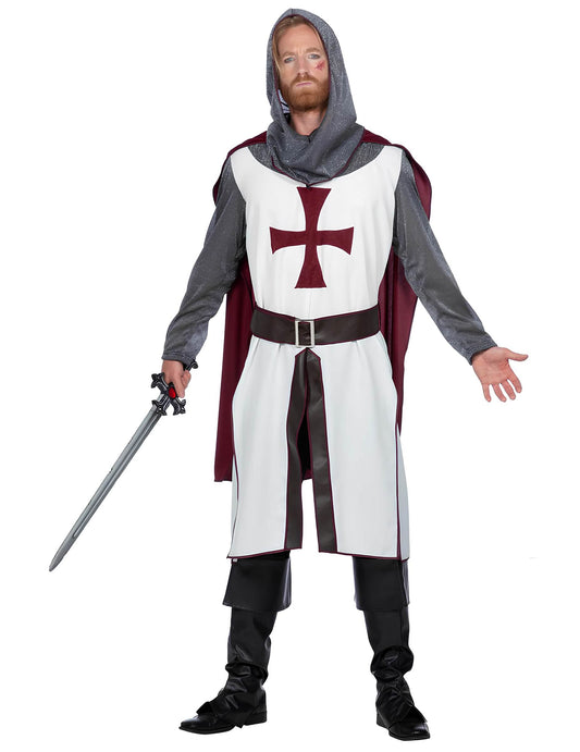 Fato de cavaleiro templário de luxo para homem