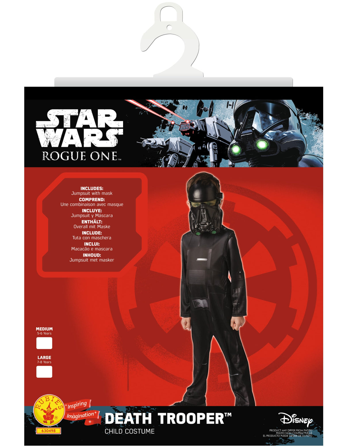 Vue de l'emballage du déguisement classique Death trooper Star Wars Rogue One pour enfant