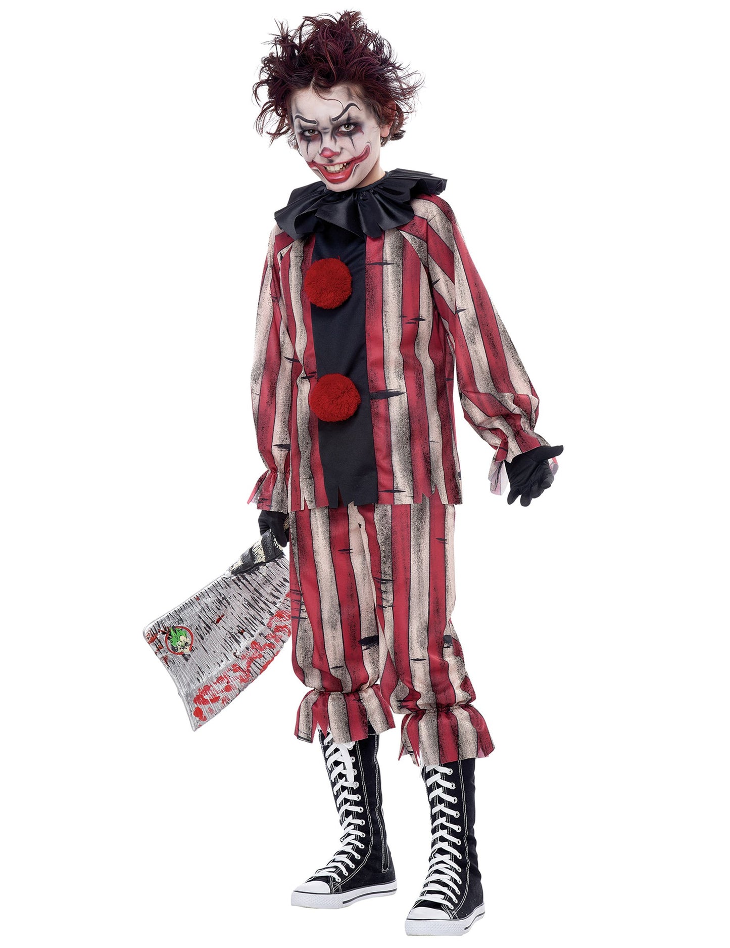 Vue de face du déguisement de clown cauchemar luxe pour enfant