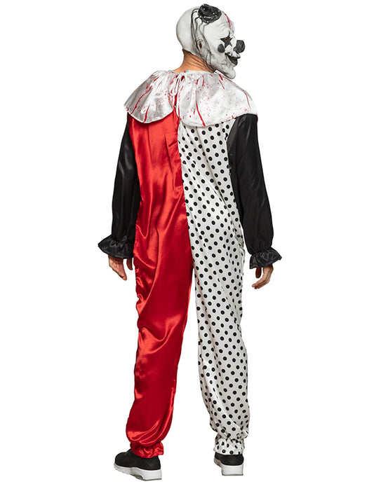 Vue de dos du déguisement de clown psycho pour adulte
