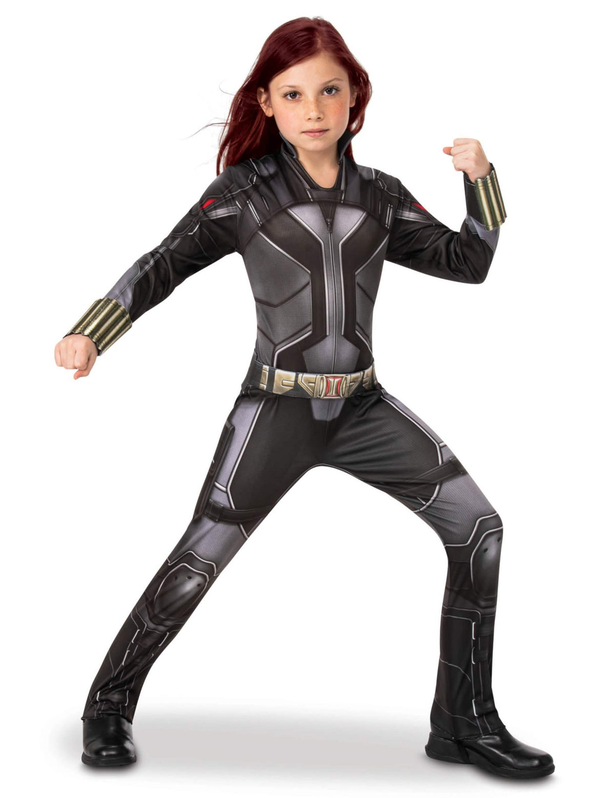Fato-macaco Black Widow™ para menina preto e cinzento com cinto estampado
