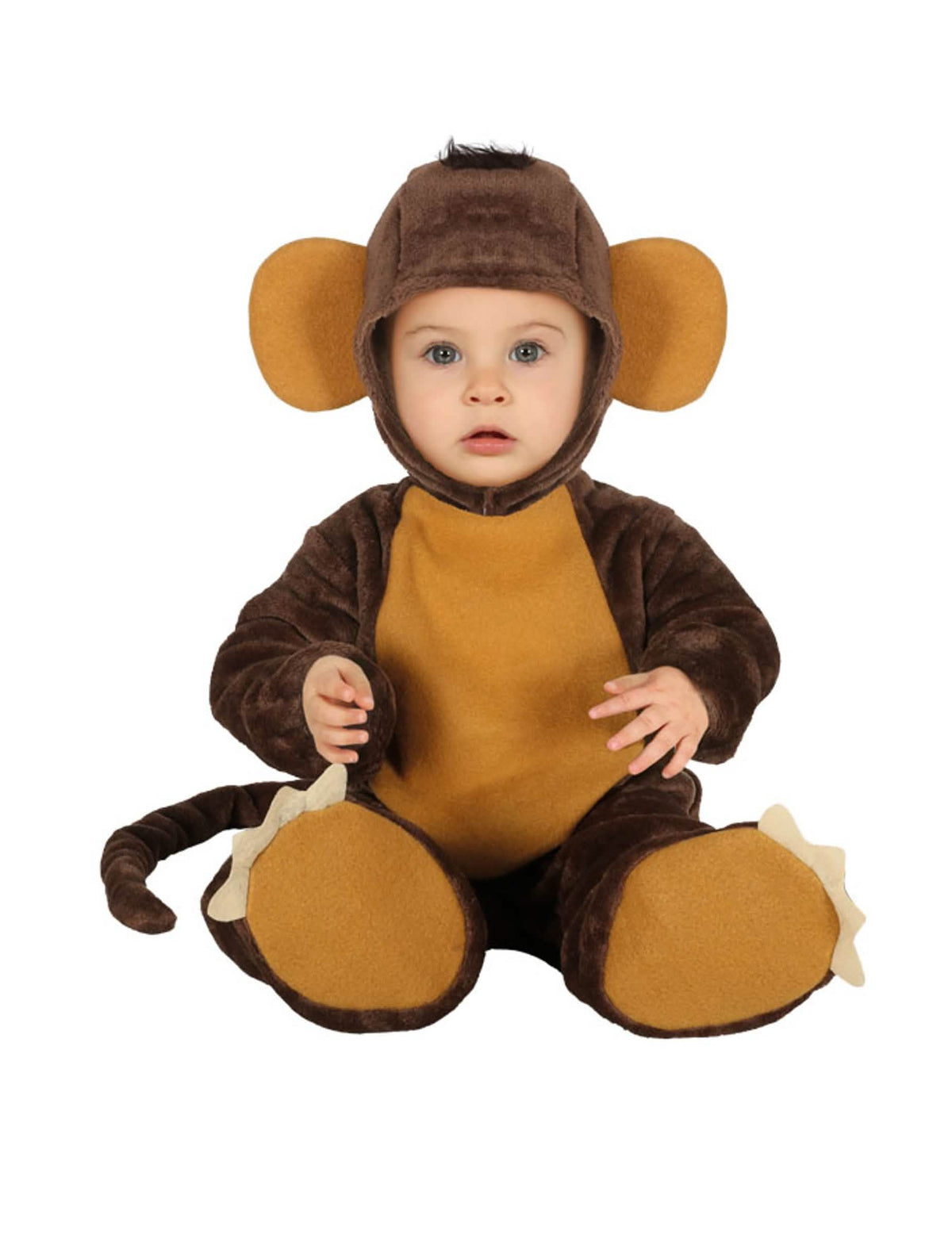 Fato de chimpanzé para bebé castanho e bege