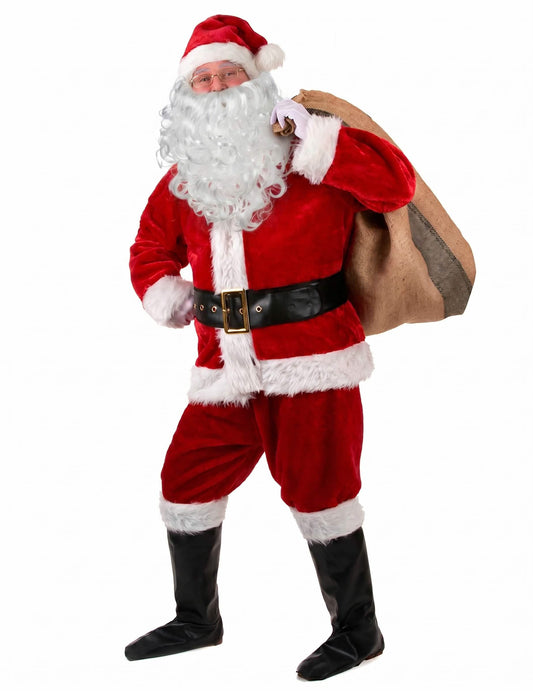 Fato completo de Pai Natal efeito pelúcia adulto