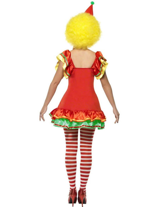 Vue de dos du déguisement de clown joyeux pour femme