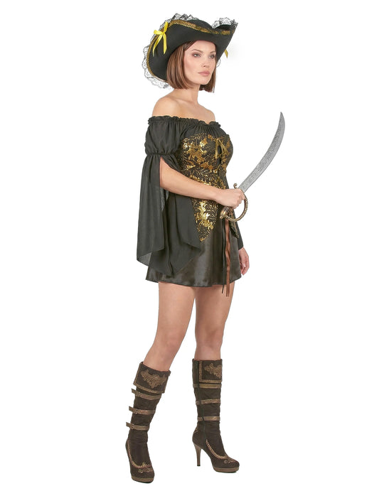 Disfarce de casal pirata com estampa para adulto