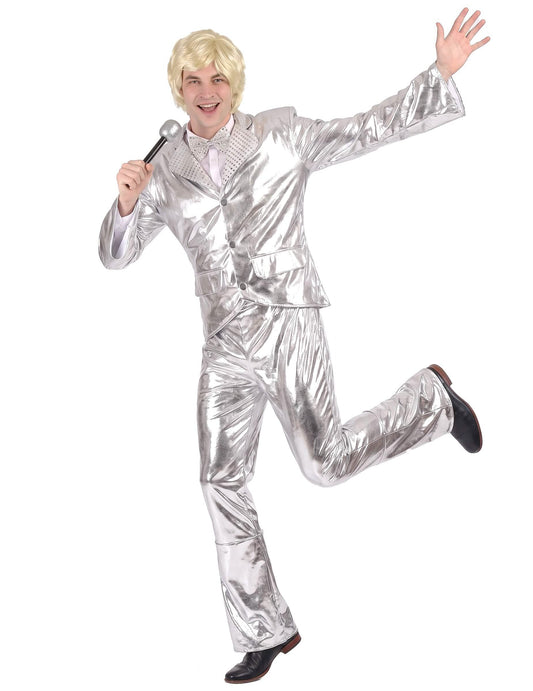 Disfarce Disco Prateado brilhante homem