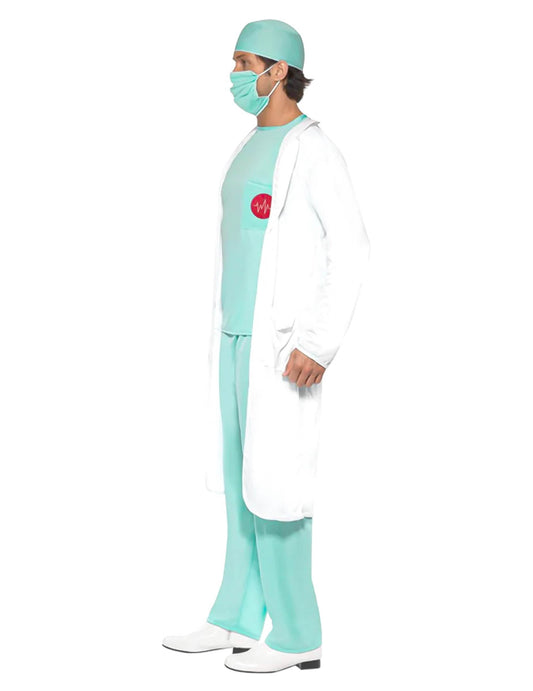 Vue de profil du déguisement de docteur pour homme