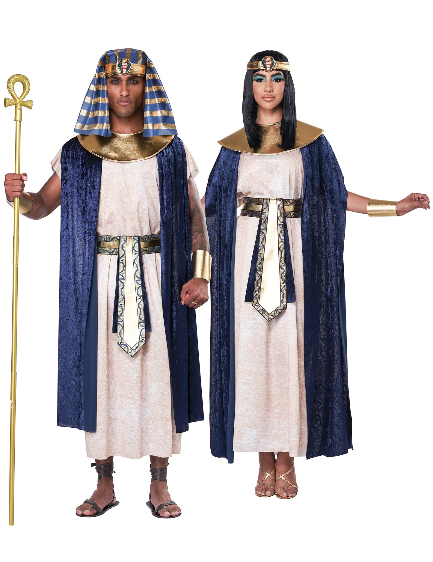 Vue de face du couple du déguisement égyptien ancien luxe pour adulte