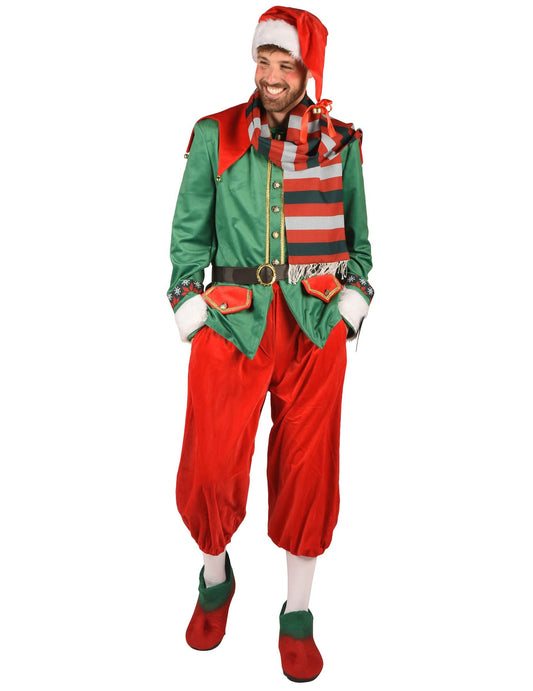 Vue de face du déguisement elfe de Noël luxe pour homme