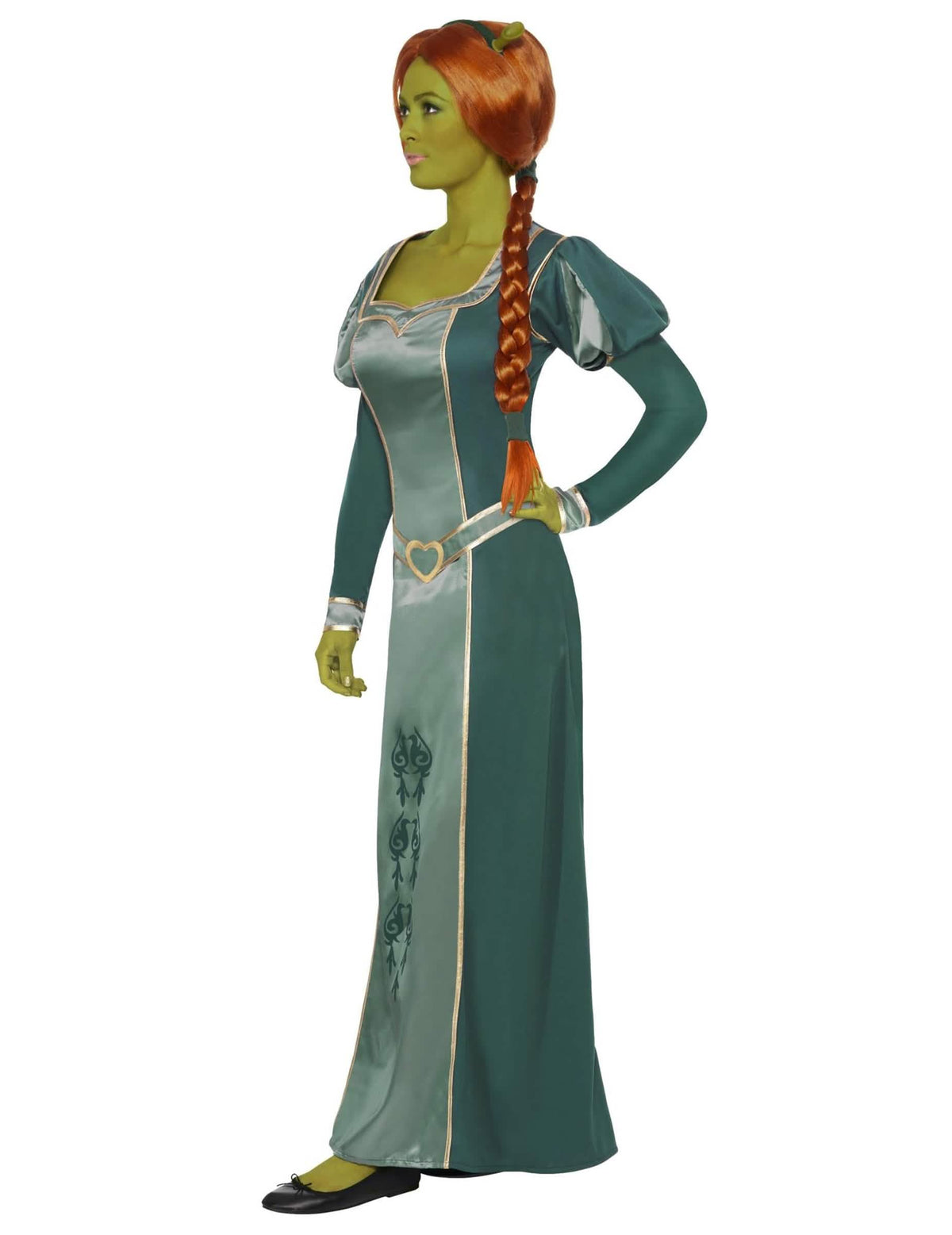Vista de perfil do disfarce Fiona Shrek™ para mulher