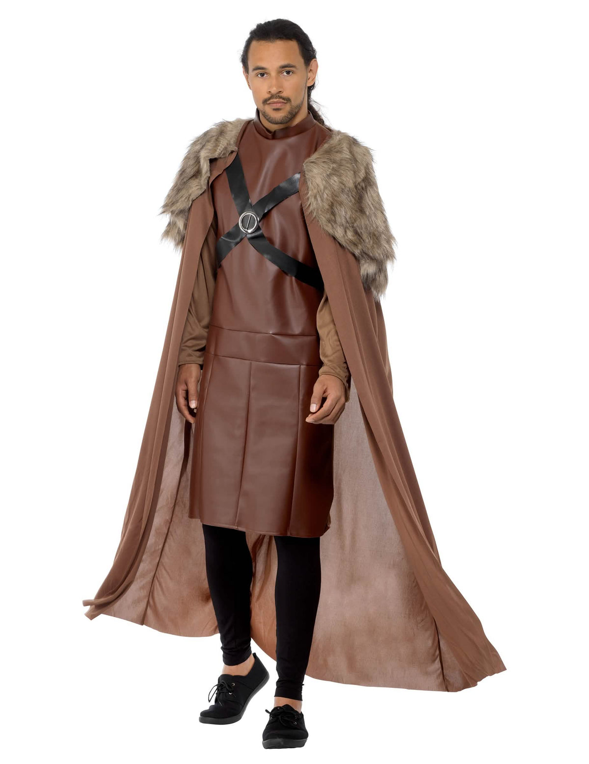 Vista de três quartos do fato de guarda medieval para homem