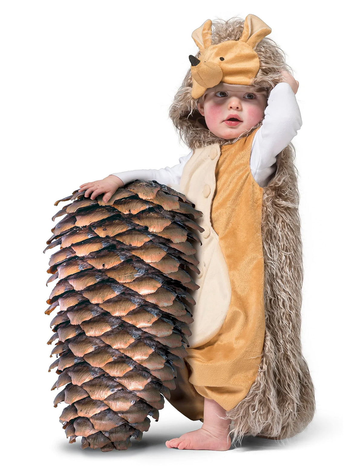 Déguisement hérisson pour bébé marron et beige à poils longs
