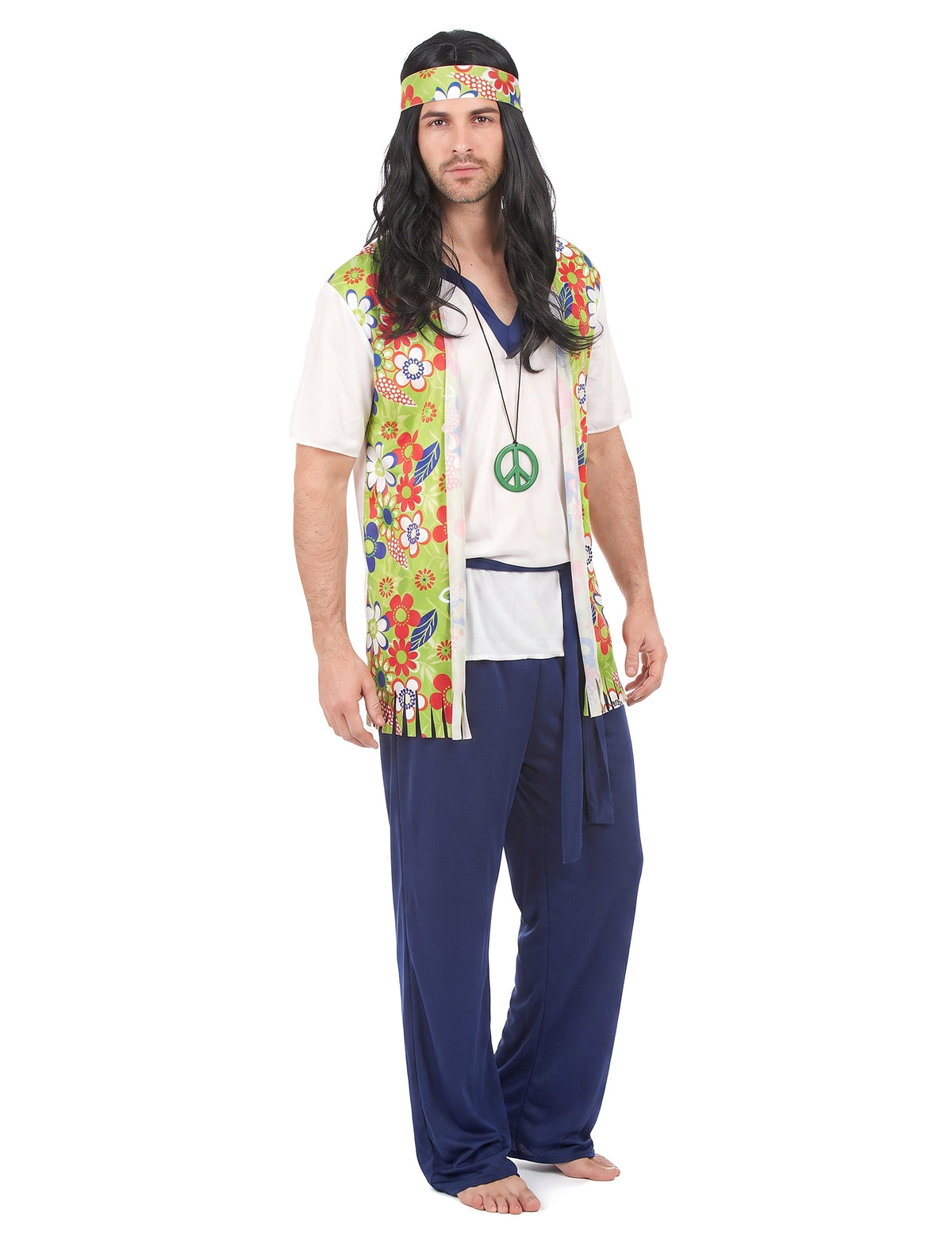 Disfarce de hippie azul para homem