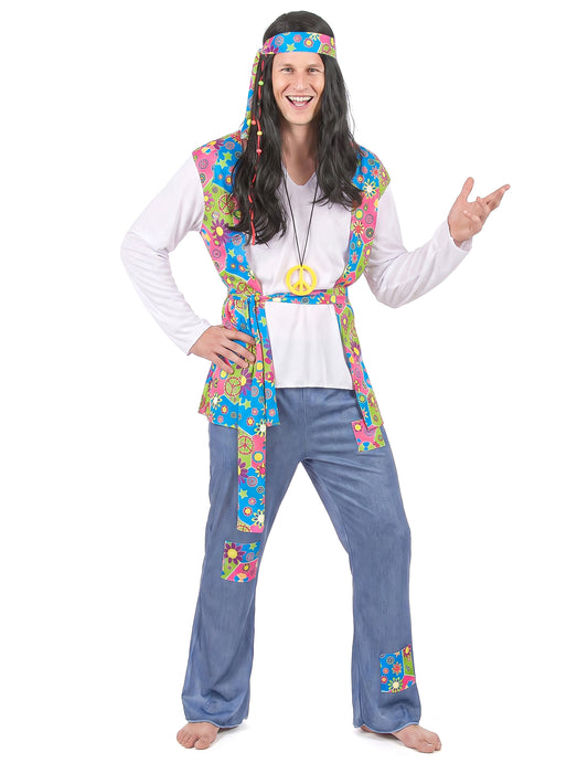 Disfarce de hippie homem efeito ganga