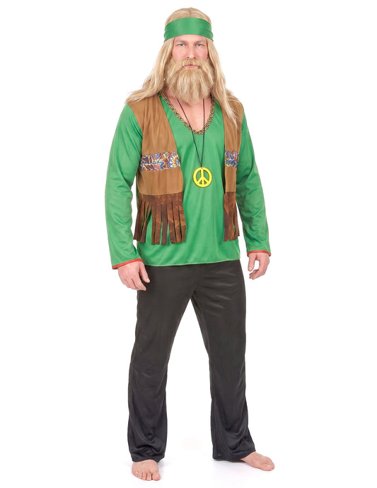 Disfarce de hippie homem verde