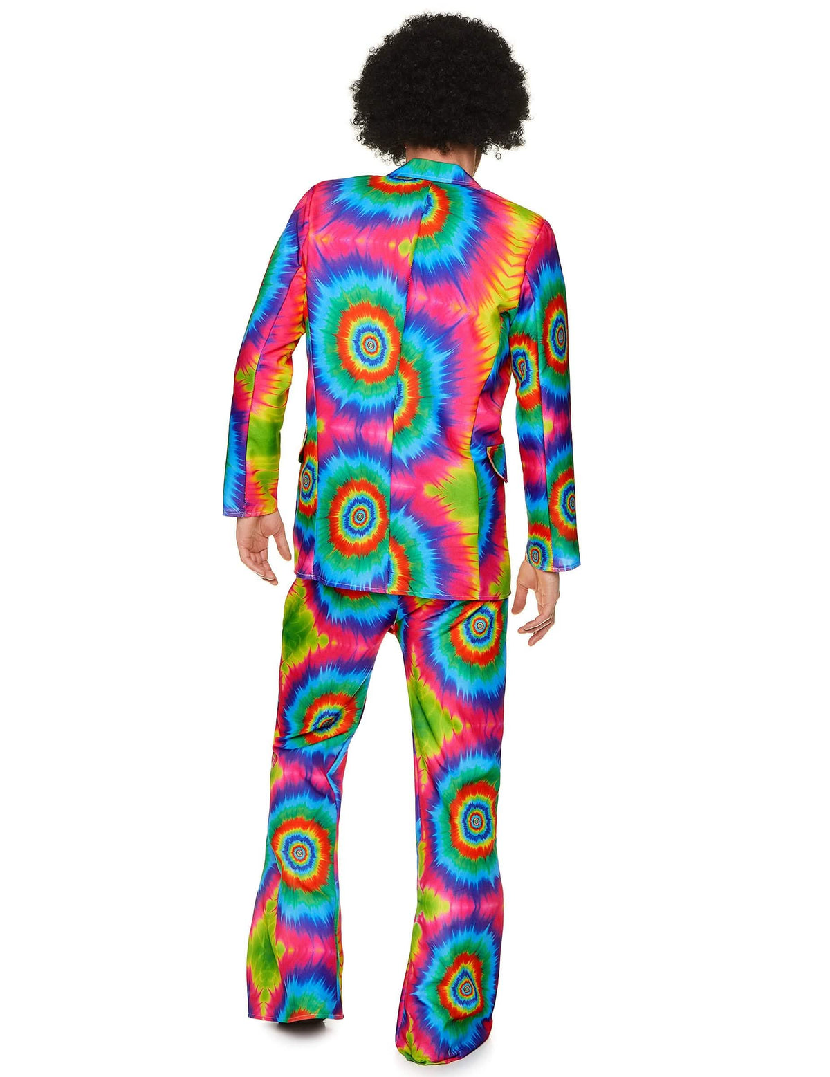 Vista de trás do disfarce hippie psicadélico para homem