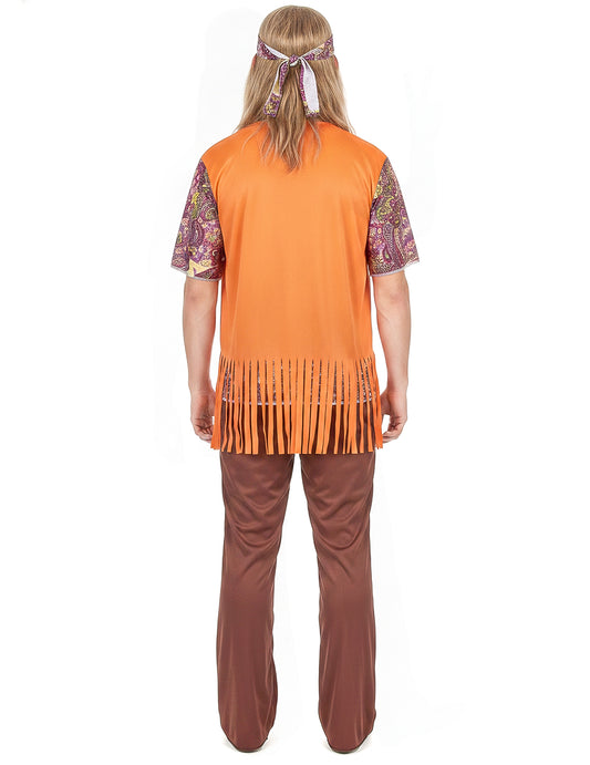 Disfarce hippie cor-de-rosa e castanho homem