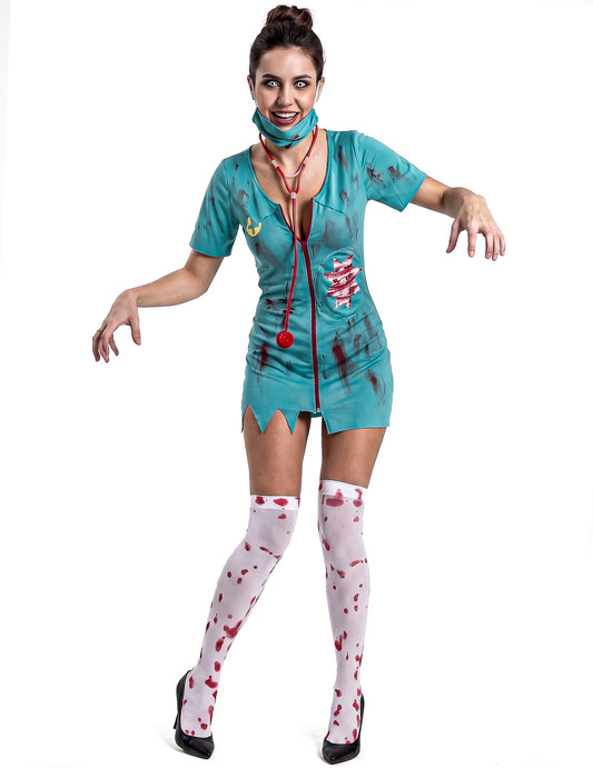 Disfarce enfermeira zombie para mulher